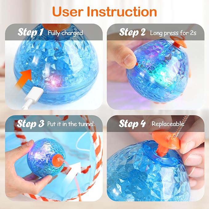 Migipaws Cat Toys, Interactive Cat Toy for Indoor Cats,Upgraded Moving Shadow of Butterfly Feather Project on Cat Tunnel, Cardboard Box Toys, Rechargeable 2.0