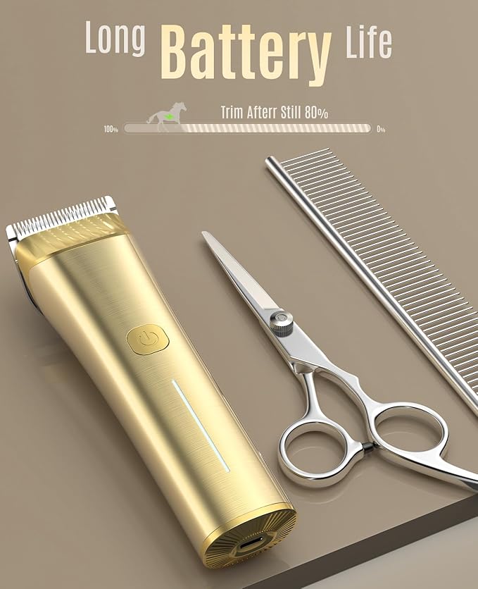 oneisall Cordless Horse Clippers,Low Noise 2 Speed Grooming Clippers,Horse Trimmer Shaver Kit for Matted Long Hair,Detachable Stainless Steel Blade Grooming Kit for Thick Coat