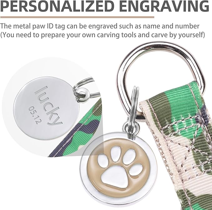 PUPTECK No Pull Dog Harness Soft Adjustable Basic Nylon Step in Puppy Vest Outdoor Walking with ID Tag, Camouflage, S