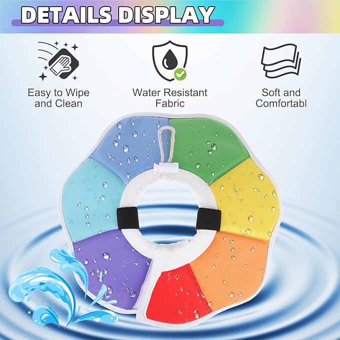 KOOLTAIL Cat Cone Collar, Adjustable Soft Comfortable Cat Recovery Collar to Stop Licking, Foldable Donut Water Resistant Pet Cone for Small Large Cats Kittens After Surgery Flower S