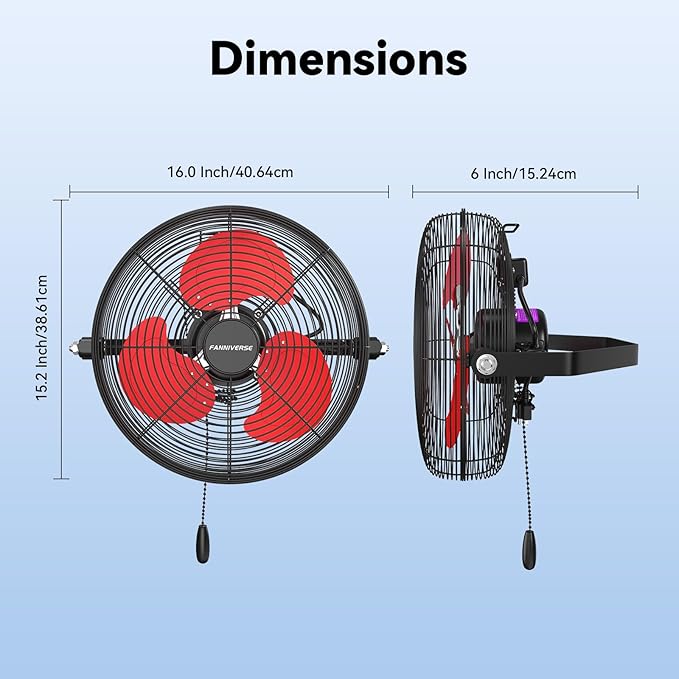 12 Inch Wall Fan Pro Series - Indoor High Velocity Wall Mount Fan for Commercial, Residential, Warehouse, Covered Patio, Shop, Garage, Barn, Gazebo 3 Speed 2800 CFM UL Safety Listed