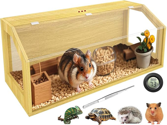 Large Hamster Cage, Chewproof Large Hamster Habitats, Wooden Guinea Pig Cages, Openable Top Roof, Lockable Gerbil Cage, Small Animal Cage for Dwarf, Syrian, 48" L x 20" W x 20" H