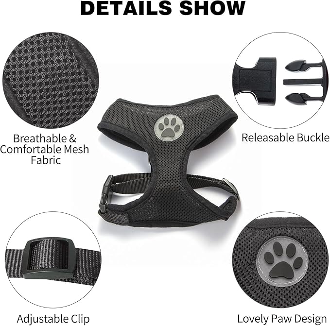 BINGPET Dog Vest Harness -Light Weight Breathable Sports Mesh - Pet Adjustable Harness Puppy Padded Harnesses Dog Vest Harness for Small Dogs