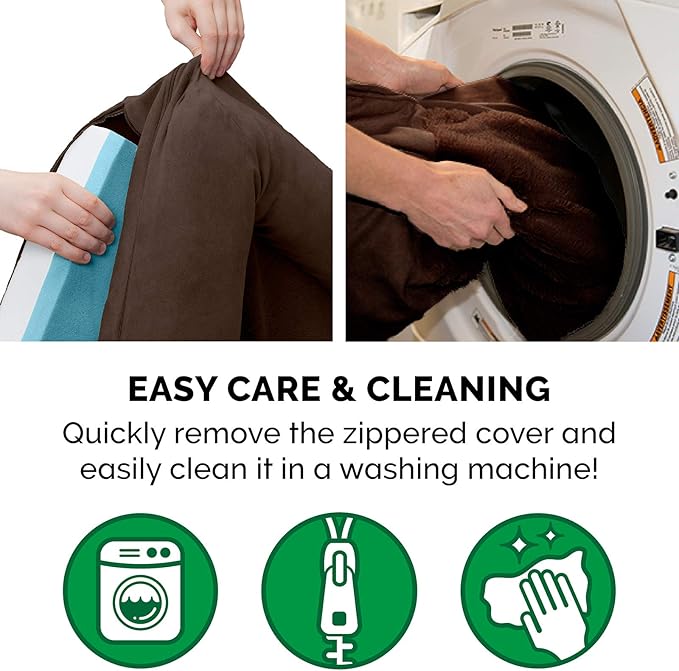 Furhaven Cooling Gel Dog Bed for Large Dogs w/ Removable Bolsters & Washable Cover, For Dogs Up to 125 lbs - Plush & Suede Sofa - Espresso, Jumbo Plus/XXL