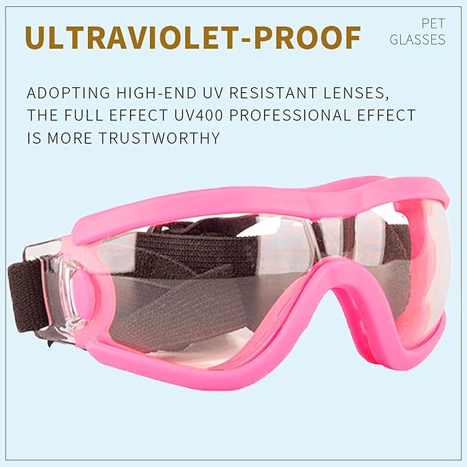 Small Dog Sunglasses with Adjustable Strap UV Protection, Winproof Puppy Sunglasses, Suitable for Dogs Eyes Protection，Soft Dog Goggles