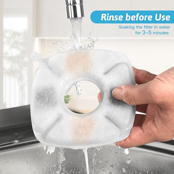 16 Pcs Cat Fountain Replacement Filters 8 Pack Cat Water Fountain Replacement Filters with 8 Pack Pre-Filter Sponges, Pet Fountain Filter Fit for 95oz/2.8L Automatic Pet Fountain Cat Water Fountain