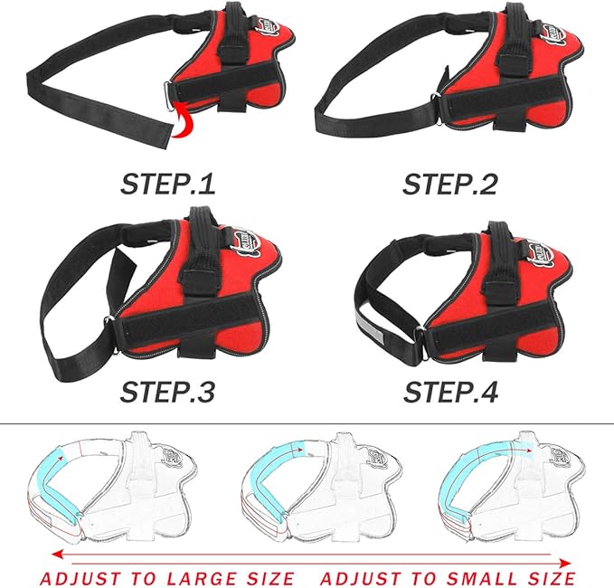 Bolux Dog Harness, No-Pull Reflective Dog Vest, Breathable Adjustable Pet Harness with Handle for Outdoor Walking - No More Pulling, Tugging or Choking (Red, M)