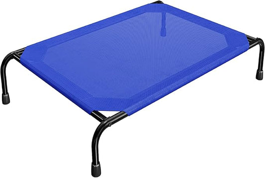 Simple Trending Raised Dog Bed for Large Dogs, Waterproof XL Dog Cot, Outdoor Cooling Elevated Pet Bed Load 200lb, 47.75" x 30.5", Blue