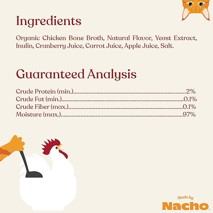 Made by Nacho Bone Broth Cat Food Topper for Hydration and Picky Eaters - Add Protein and Flavor to Your Dry Cat Food – Supports Optimal Nutrition, Digestion, Skin & Coat, 11 oz. (Pack of 4), Chicken