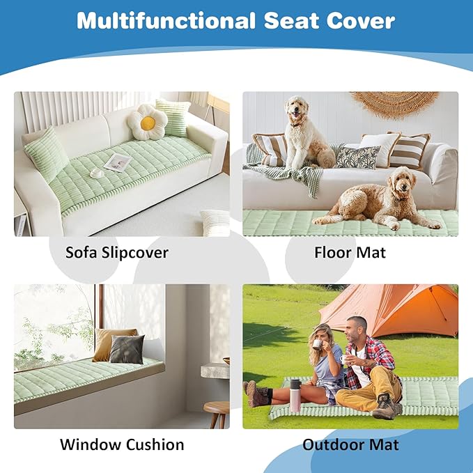 VClife Dog Car Seat Cover for Backseat Extender, Anti Slip Dog Bed Mat Travel Blanket, Pet Friendly Backseat Cover for Cars, SUVs, Small Trucks, Back Seat Extender Protector (Sage Green, 51"×23.6")