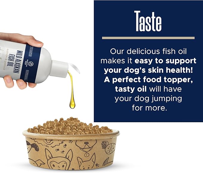 Wild Alaskan Salmon Oil for Dogs with Pollock - 8 oz of Pollock and Salmon Oil, Omega 3, EPA, and DHA - Dogs Skin and Coat Supplement - Made in USA