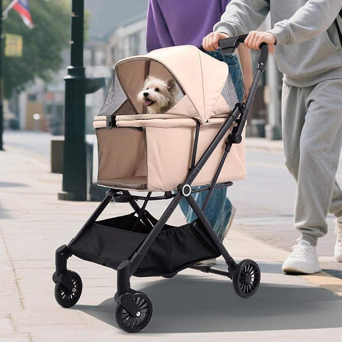 Foldable Dog Stroller - Lightweight Pet Stroller with One-Step Folding, No Assembly Required for Walking, Travel & Shopping, Perfect for Small Dogs, Senior Pets & Cats