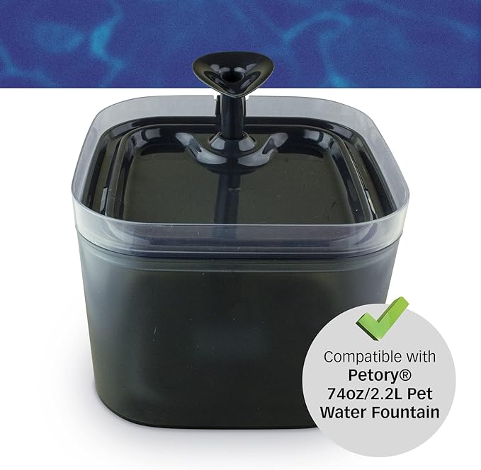 PET STANDARD Replacement Water Filter & 10 Pack Replacement Pre-Filter Sponges Compatible with Petory® 74oz/2.2L Automatic Pet Fountain, Pack of 10