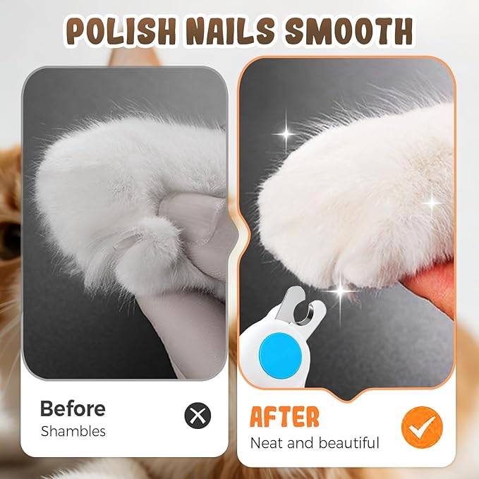 Pets Nail Clippers with Light, Cat Dog Nail Clippers with Built-in Nail File, Sharp Blades, Portable Cat Nail Clipper, Cats Claw Trimmer, Adjustable Claw Clippe for Cats (Style B)