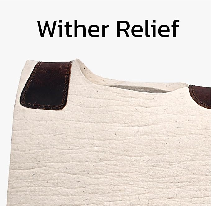 Black HOOF BlackHoof Steam Pressed Merino Wool Felt Contoured Pad 1 Inch Thick(31in Length and 32in Width), Saddle pad for Horses, White