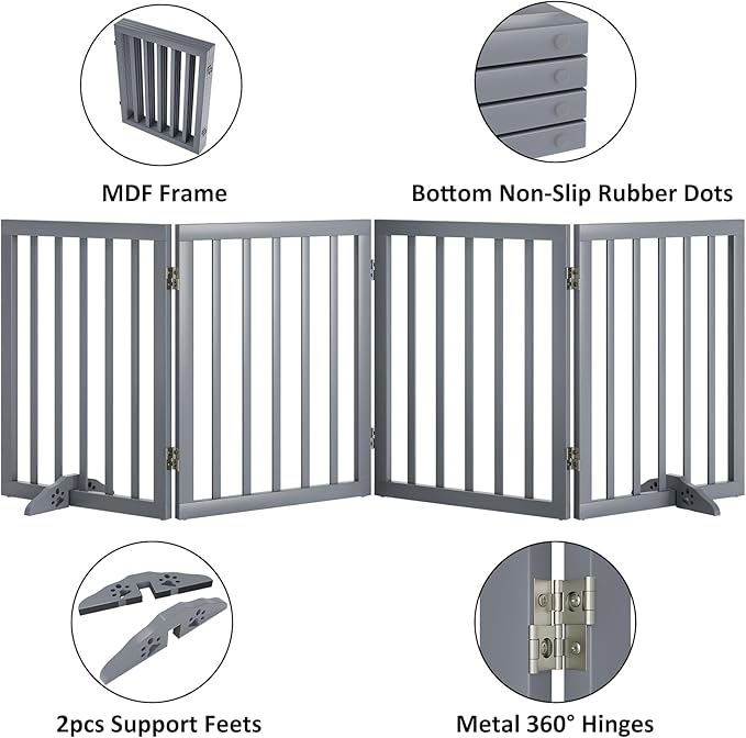 Dog Gates for Doorways 74-Inch Wide Freestanding Pet Gates for Dogs 24-inch Tall Dog Gates Indoor Stair House