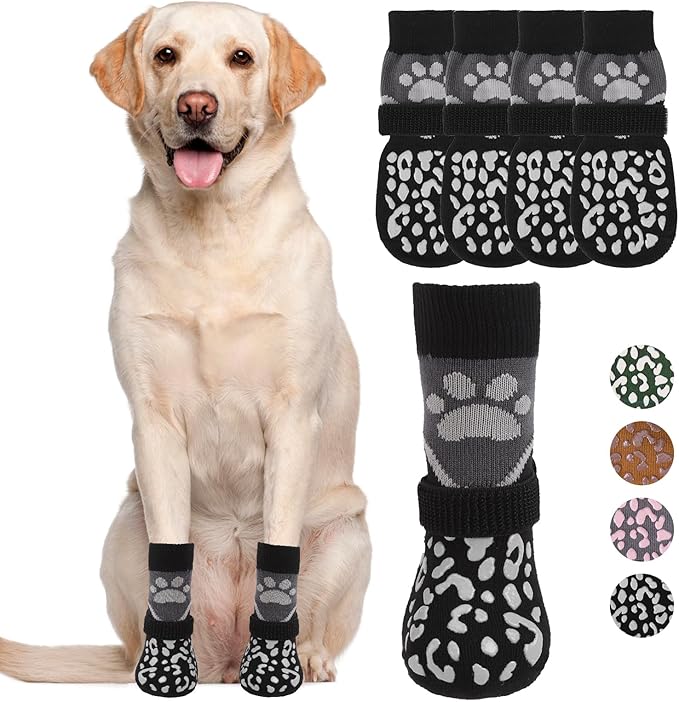 KOOLTAIL Dog Socks for Hot/Cold Pavement to Prevent Licking Paws Scratching,Anti Slip Pet Boots&Paw Protector for Hardwood Floors,Traction Control Grip Booties for Small Medium Large Senior Dogs S