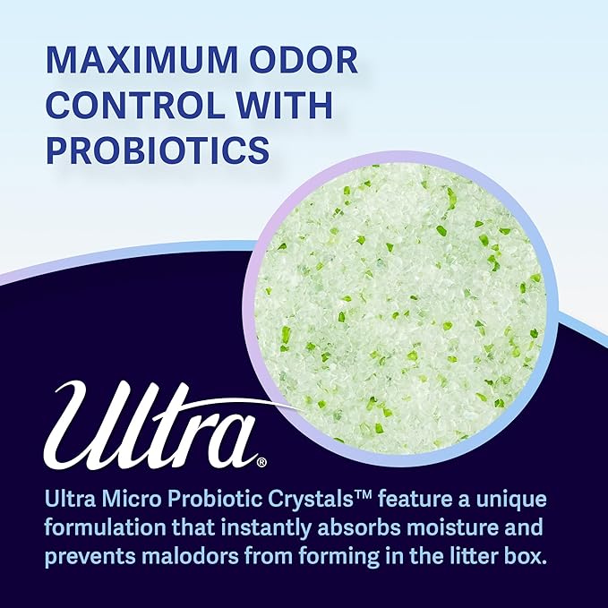 New Ultra Probiotic Micro Crystals Premium Cat Litter - 99.9% Dust Free, Soft on Paws, Fragrance Free - 15 Lbs. Total (3pk of 5 Lbs.)