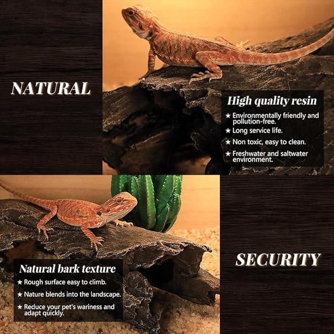 Fish Tank Decorations - Large Aquarium Decorations Air Bubbler Tree Fish House for Betta Hideout Caves Buddha Decor Temple Ruins Arched Betta Fish Accessories Reptile House Shelter Decor (Wood A-M)