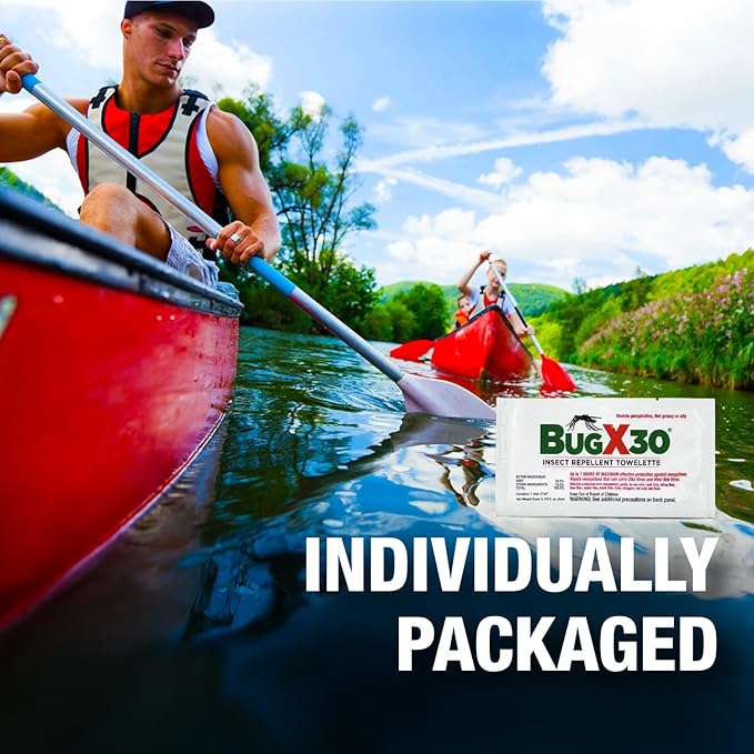 CoreTex Bug X 30 Mosquito, Tick, & Insect Repellent Wipes (30% DEET) with Resealable Travel Bag - Pack of 15 Single-Use Bug Repellent Wipes for Up to 7+ Hours of Protection Against 12 Types of Insects