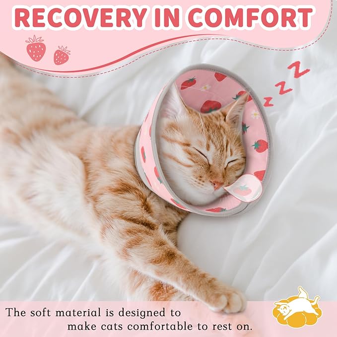 Cat Cone Collar Soft, Comfortable Cat Recovery Collar Pet Cone for Small Large Cats, Lightweight Elizabethan Collar for Cats Kittens After Surgery Prevent from Licking Wounds, Pink, L