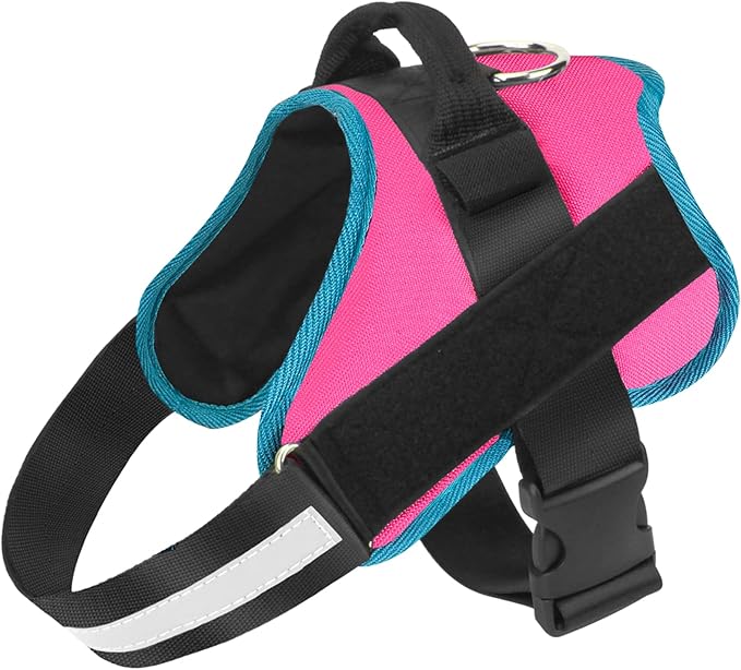 Bolux Dog Harness, No-Pull Reflective Dog Vest, Breathable Adjustable Pet Harness with Handle for Outdoor Walking - No More Pulling, Tugging or Choking Large (Pack of 1) RoseTurquoise