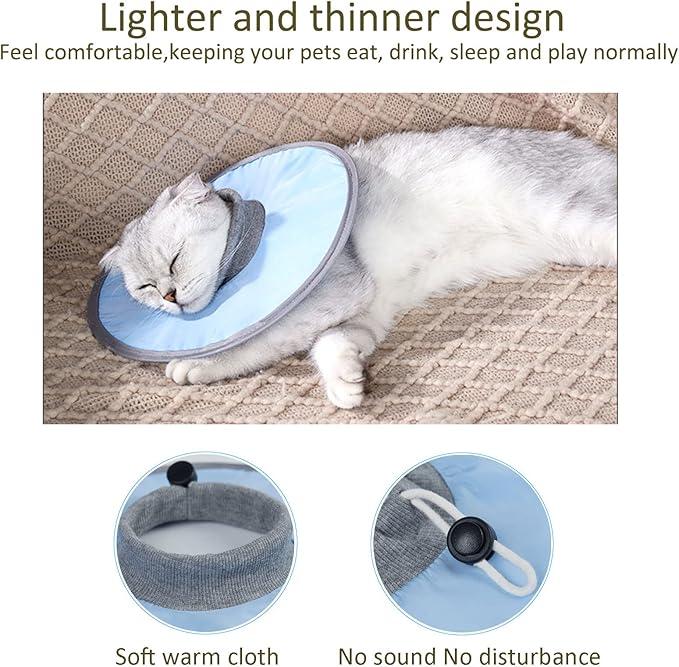 Waterproof Cat Recovery Collar, Adjustable Pet Cone Collar, Protective Cat Neck Cones to Stop Licking Wounds, Lightweight Kitten Cones After Surgery, Elizabethan E Collar for Cats, Small Dog, Puppy