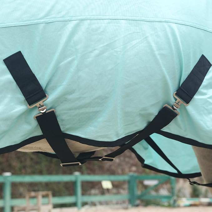 Horse Fly Sheet, Standard Neck Comfy Mesh Fly Sheet for Horses, Equine Summer Sheets UV-Protective Green 72