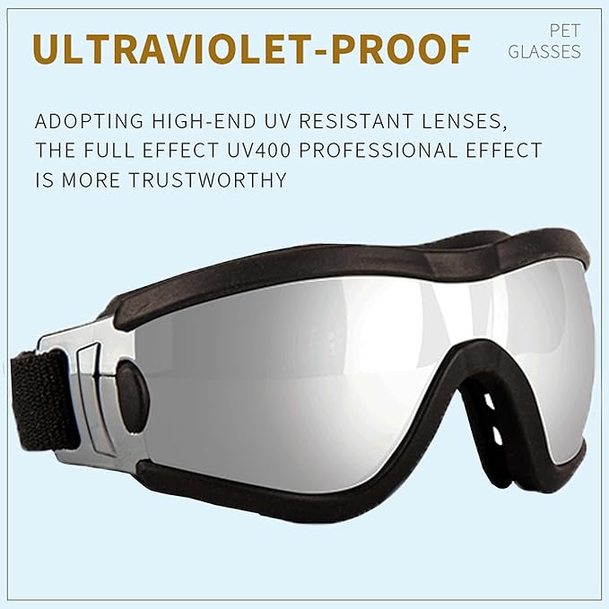 Small Dog Sunglasses with Adjustable Strap UV Protection, Winproof Puppy Sunglasses, Suitable for Dogs Eyes Protection，Soft Dog Goggles