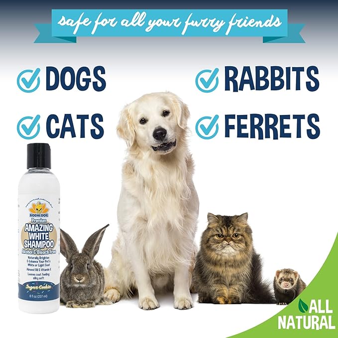 Bodhi Dog Amazing White Shampoo for Dogs - Brightens White & Light Coats - Plant-Based - Made with Natural Ingredients -Safe & Effective for All Breeds - Gentle & Cruelty-Free - Made in USA (8 Fl Oz)