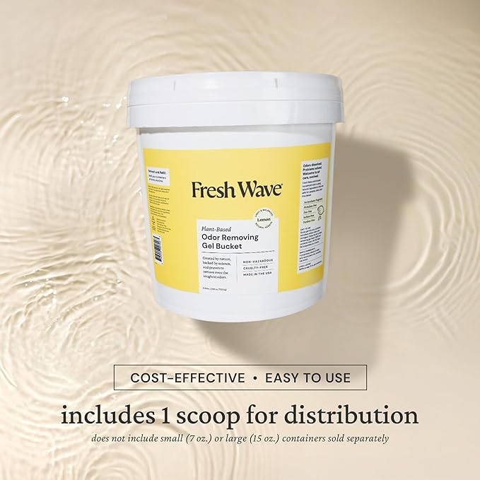 Fresh Wave Odor Removing Gel Bucket, 15.5 lb. (248 oz.) | Lemon Scent Refill | Odor Absorbers for Home | Safer Odor Relief | Natural Plant-Based Odor Eliminator | For Cooking, Trash & Pets