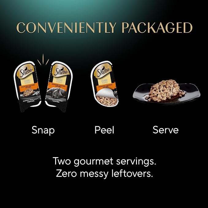 Sheba Perfect Portions Wet Cat Food Cuts in Gravy Variety Pack, Roasted Chicken Entree, with Sustainable Salmon, 2.6 oz. Twin-Pack Trays (18 Count, 36 Servings) (Pack of 2)