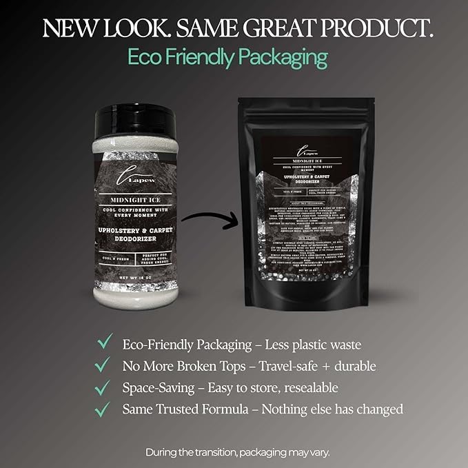 Midnight Ice Carpet Freshener Powder 16 oz | Powerful Odor Eliminator for Home | Upholstery Deodorizer | Carpet Deodorizer | Pet Urine | Cat Litter Box | Black Ice Fragrance.