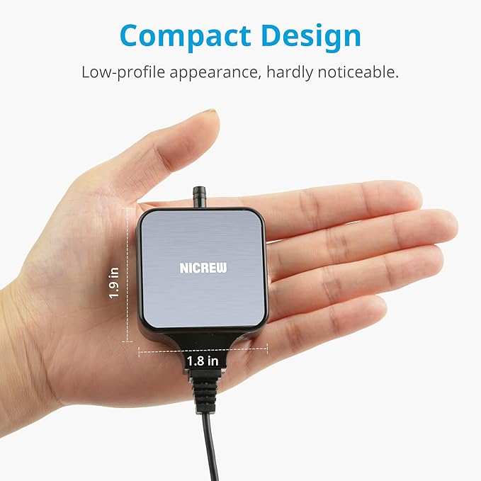 NICREW Nano Silent Aquarium Air Pump Black, Aquarium Aerator with Accessories for UP to 20 Gallon Fish Tank, Super Quiet, 0.6 L/min, 1.5 Watts