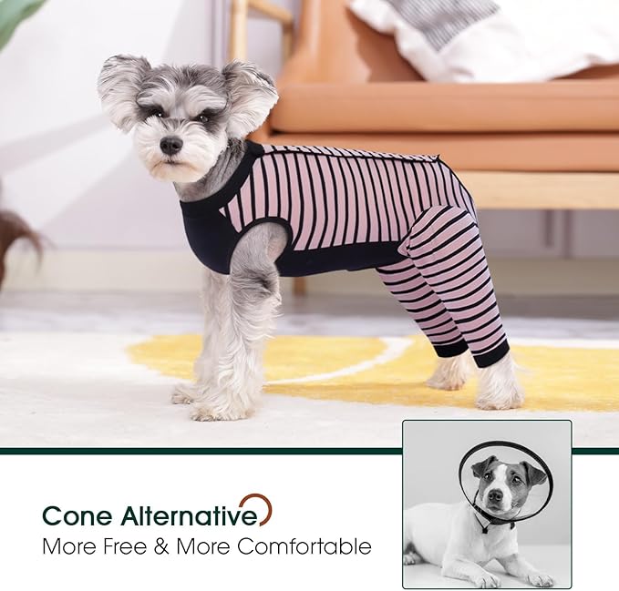 Kuoser Dog Recovery Suit, Anti Licking Dogs Rear Leg Sleeve, Abdominal Dog Surgical Suit with Pants Cover Protect Wounds, Dogs Elbow Protector Soft Pet Surgery Onesie Cone Alternative, Pink L