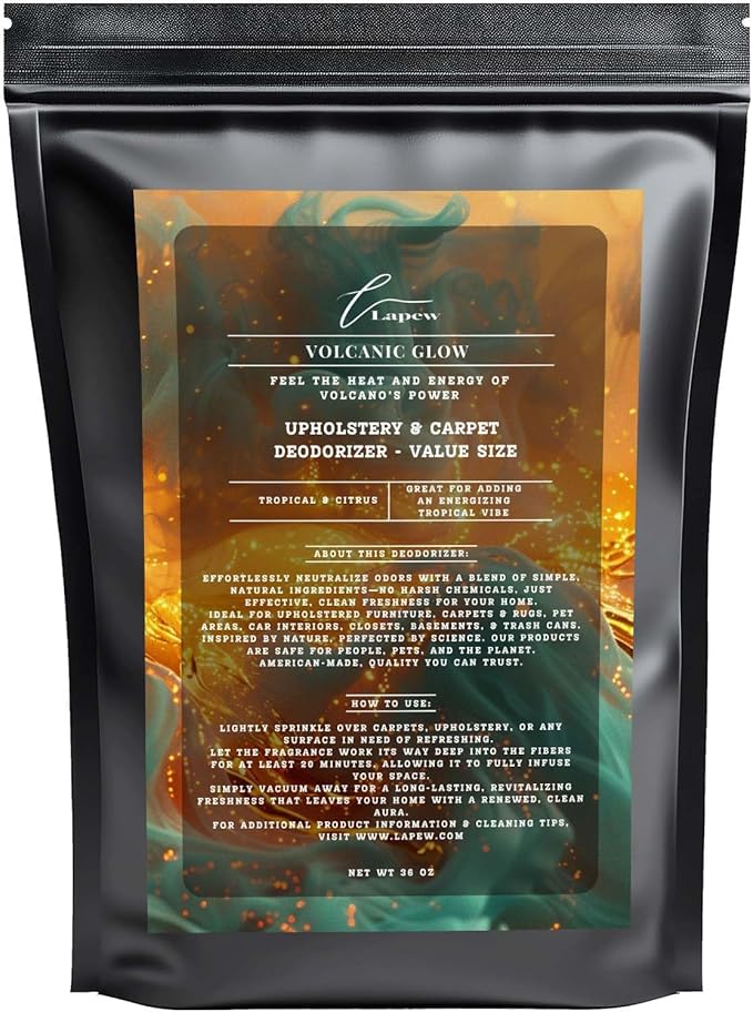 Volcanic Glow Carpet Freshener Powder Refill 36 oz | Powerful Odor Eliminator for Home | Upholstery Deodorizer | Carpet Deodorizer | Pet Urine | Cat Litter Box | Volcano Fragrance