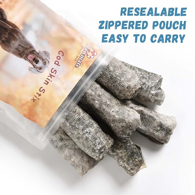 Dog Treats Natural Cod Skin Rolls, Rawhide-Free Chewy Fish Skin Dog Chews, One-Ingredient Healthy Training Treats Rich in Omega3 & Protein, 10.6 oz