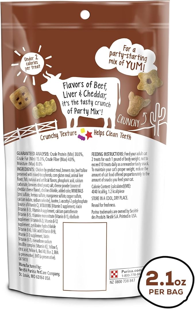 Purina Friskies Party Mix Cat Treats (Wild West Crunch, 2.1 Ounce (Pack of 6))