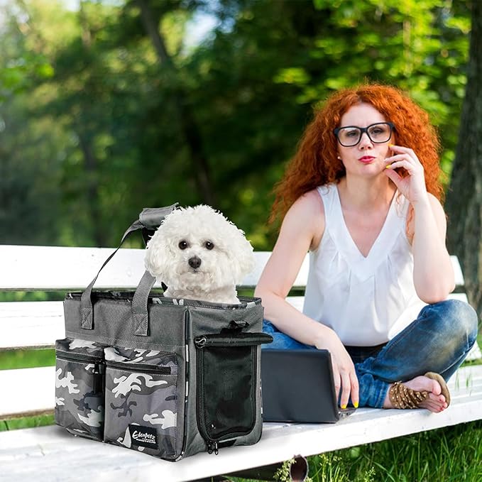 Cat Carrier Bag, Foldable Pet Bag Airline Approved, Pet Travel Carrier for Medium Cats Small Cats Dogs, Sturdy Transport Carriers Long Trips(Grey)