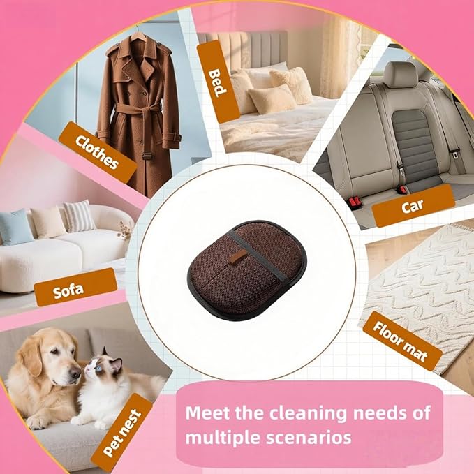 2Pcs Pet Hair Removal Gloves for Dogs and Cats, 2025 Upgraded Electrostatic Magic Hair Remover Glove,Reusable for Couch, Car Seat, Clothing, Carpet, Furniture & Bed Sheets(Brown)