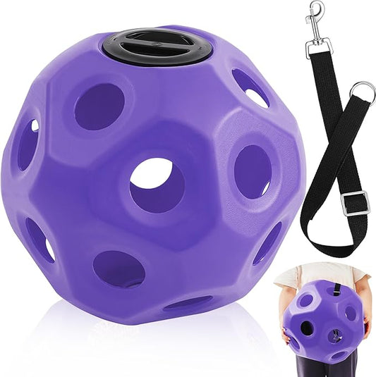 15.75" Hay Ball for Horse with Hanging Strap Slow Feed Horse Treat Ball Extra Large Hanging for Paddock Stall Stable Supplies (Purple)