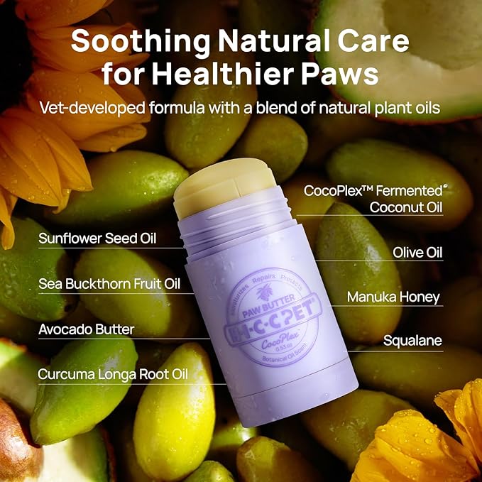 HICC PET Dog Paw Balm 0.21 oz for Dogs & Cats, Soothing Paw Balm Dogs Lick Safe, Moisturizing and Healing Dry Cracked Paws Cat Paw Balm, All-Natural Paw Wax for Dogs, Improves Rough Paws Relieves Odor