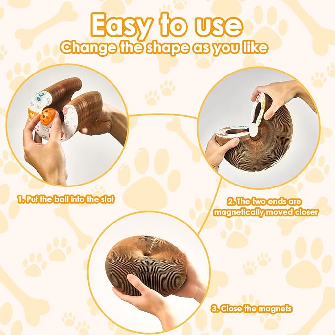 2 Pack Magic Organ Cat Toy Foldable Magic Organ Cat Scratching Board Reversible Infinity Style Magic Organ Cat Toy with 4 PCS Ball Cat Toys Interactive Indoor Cat Toys