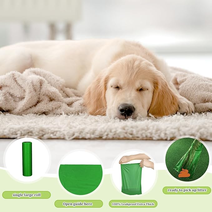 Harloon 6000 Counts Dog Poop Waste Bags 30 Rolls 12 x 8 Inches Extra Thick Strong Leak PET Proof Bags Disposable Bulk Universal Doggy Roll Waste Box for Puppy Outdoor Walking Travel(Deep Green)