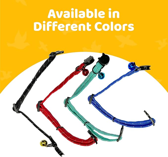 BirdsBeSafe® Break Away Cat Collar with Bell, Reflective Thread for Night Visibility, Comfortable Elastic Stretch Cat Collar to Protect Cat from Getting Stuck in The Garden.