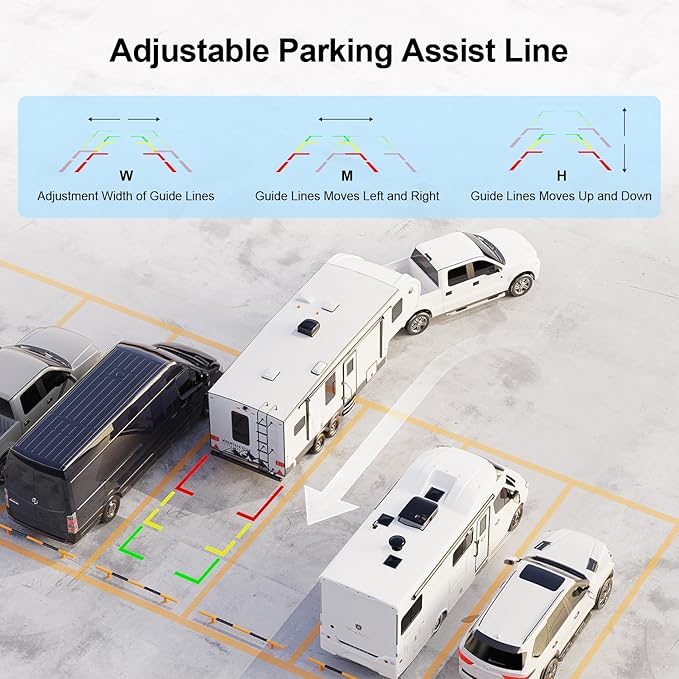 Fookoo HD 10" Magnetic Wireless Backup Camera,10" IPS Split Screen Monitor, Rechargeable 2 Side View 1 Rear View Cameras,Low Consumption 1-Min Install No Drilling Recording for Trailer Truck DCX103
