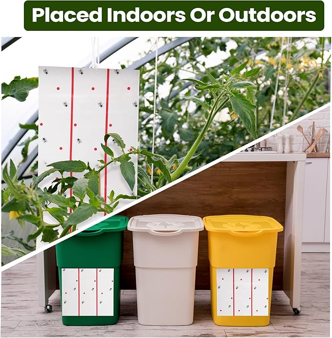 Qualirey Giant Sticky Fly Traps,30 Feet Fly Strips for Indoor Outdoor Hanging Flying Tapes Non Toxic Ribbon Fruit Gnat Killer for Mosquito Plants House Horse Stable (White,10 Pcs)