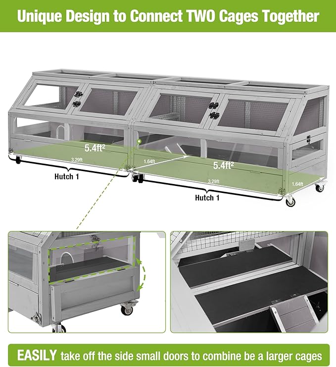 GUTINNEEN Guinea Pig Cage, Hamster Cage with Chew-Proof Aluminum Edges & Leak-Proof PVC Layer, Small Animal Cage with 4-Wheel Design, Acrylic/Mesh Panels for Ferrets, Rats