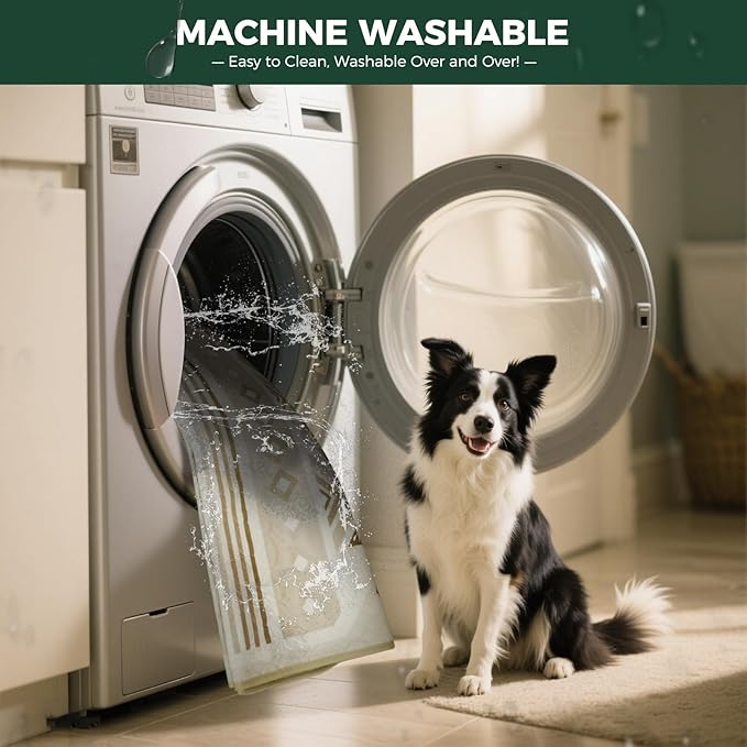 FXW Washable Pee Pads for Dogs, Puppy Pads with Super Absorbent, Specifically Designed for Potty Training, 35" Square, Khaki Geometric, 2 Packs