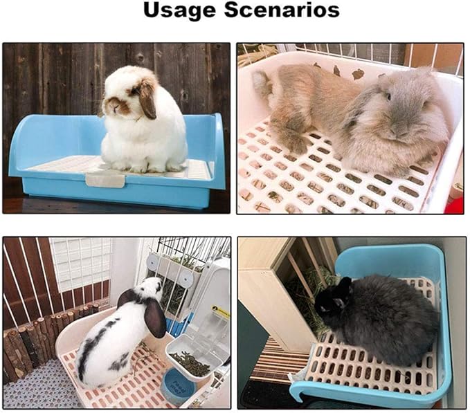 Amakunft Large Rabbit Litter Box, Small Animal Potty Trainer, Bunny Corner Toilet Box for cage, Small Pet Pan for Ferret/Guinea Pig/Chinchilla/Galesaur